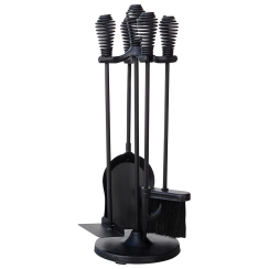 Uniflame 5 Piece Black Mini Fireplace Tool Set with Spring Handles