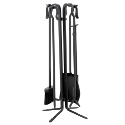 Uniflame Black Wrought Iron Fireplace Tool Set with Crook Handles