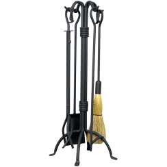 Uniflame 5 Piece Wrought Iron Fireplace Tool Set with Cook Handles