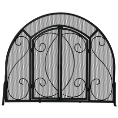 Uniflame Arched Single Panel Wrought Iron Fireplace Screen with Doors