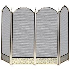 Uniflame Four Panel Fireplace Screen with Decorative Filigree
