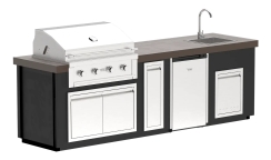 Videl 112 Inch Luxe Kitchen Island with 36 Inch Gran Fuego Grill -  Refrigerator and Sink