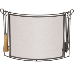 Pilgrim Bowed Fireplace Screen with Hearth Tools