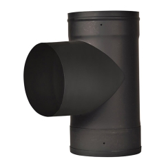 Ventis Single-Wall Black Stove Pipe Tee with Fixed Snout - For 6 Inch Inner Diameter Ventis
