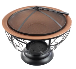 Blue Sky 29 Inch Round Porcelain Enamel Wood Burning Fire Bowl