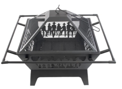 Blue Sky 31 Inch Square Wood Burning Fire Pit with Decorative Steel Base