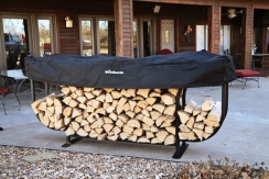 Woodhaven Courtyard 9 Foot Log Rack with Seasoning Cover