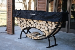 Woodhaven Large Crescent Shaped Log Rack with Seasoning Cover