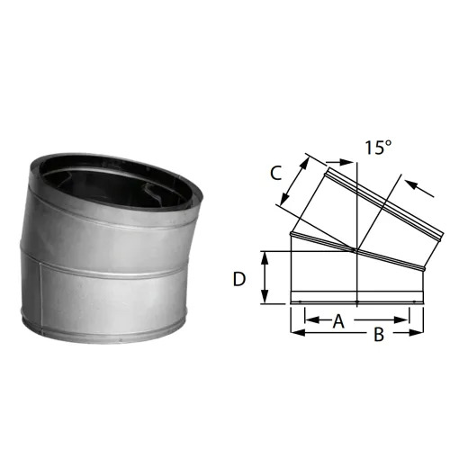 DuraVent 10 Inch Inner Diameter DuraTech Elbow - 15 Degree