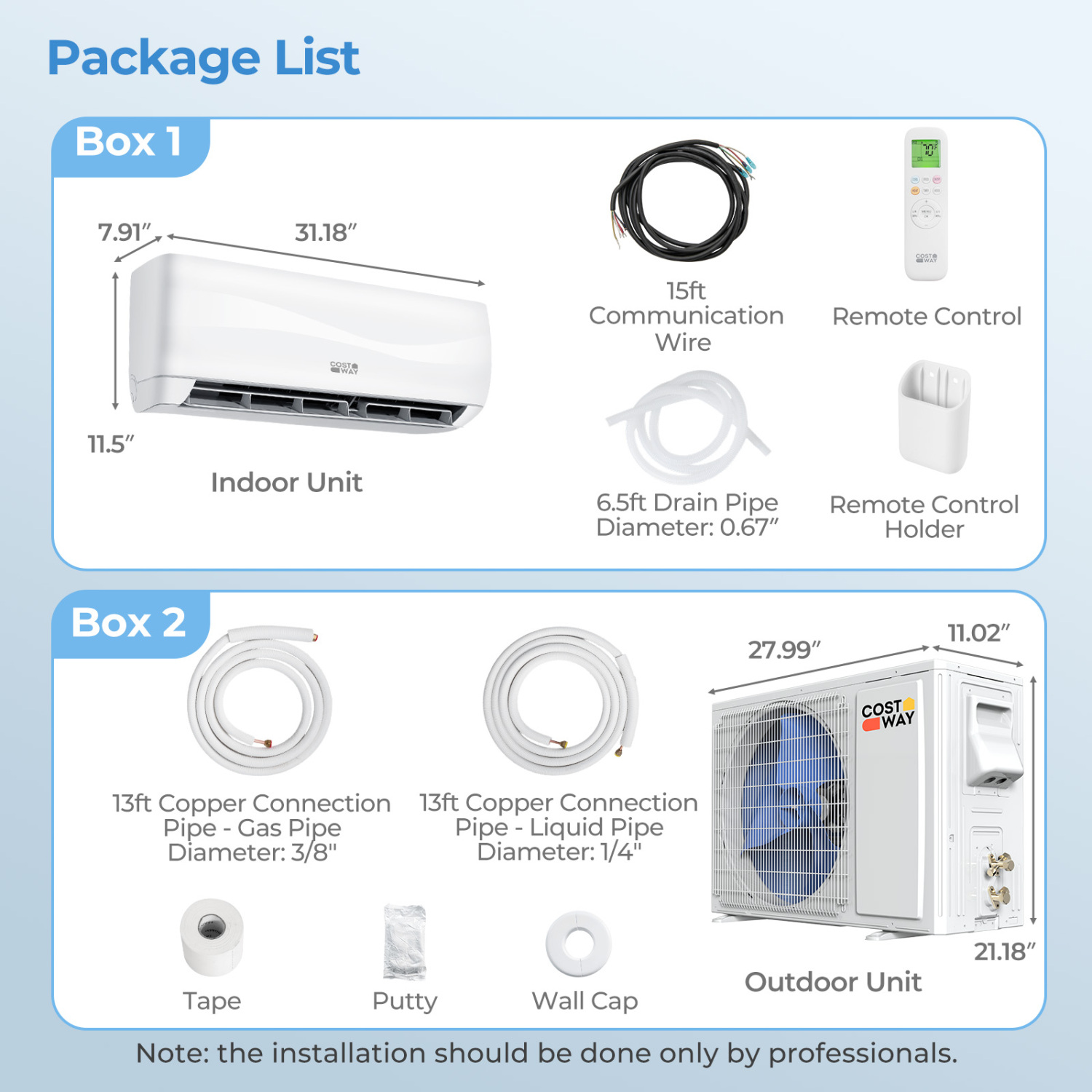 Costway 12K BTU R-32 Single-Zone Ductless Mini Split Package