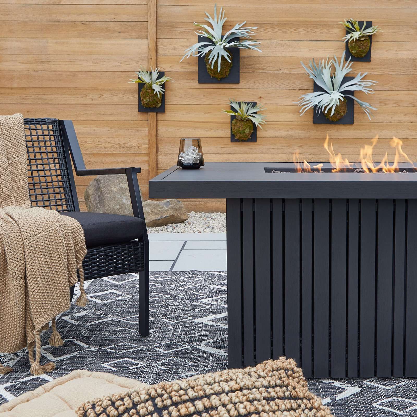 Real Flame 52 Inch Rectangular Calvin Propane Fire Table