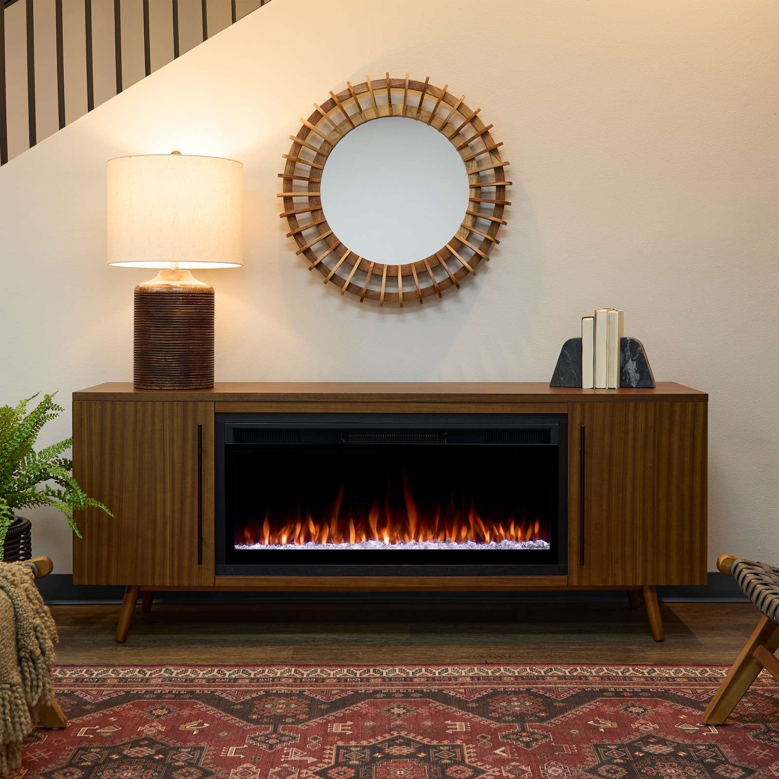 Real Flame 72 Inch Morris Landscape Smart Electric Fireplace TV Stand