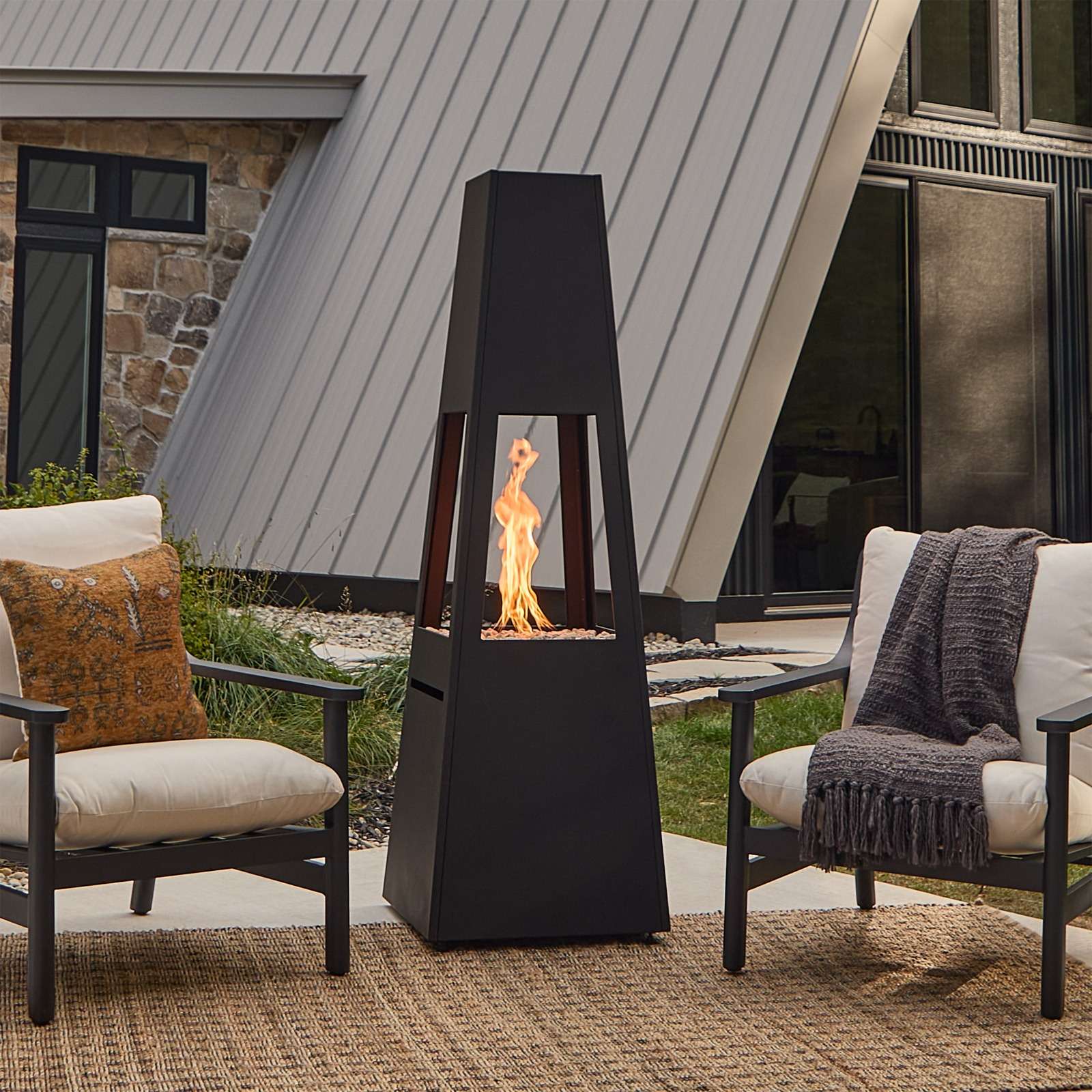 Real Flame 71 Inch Ferro Propane Chiminea Fire Pit