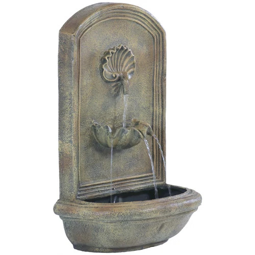 Sunnydaze 27 Inch Seaside Solar Wall Fountain with Battery Backup