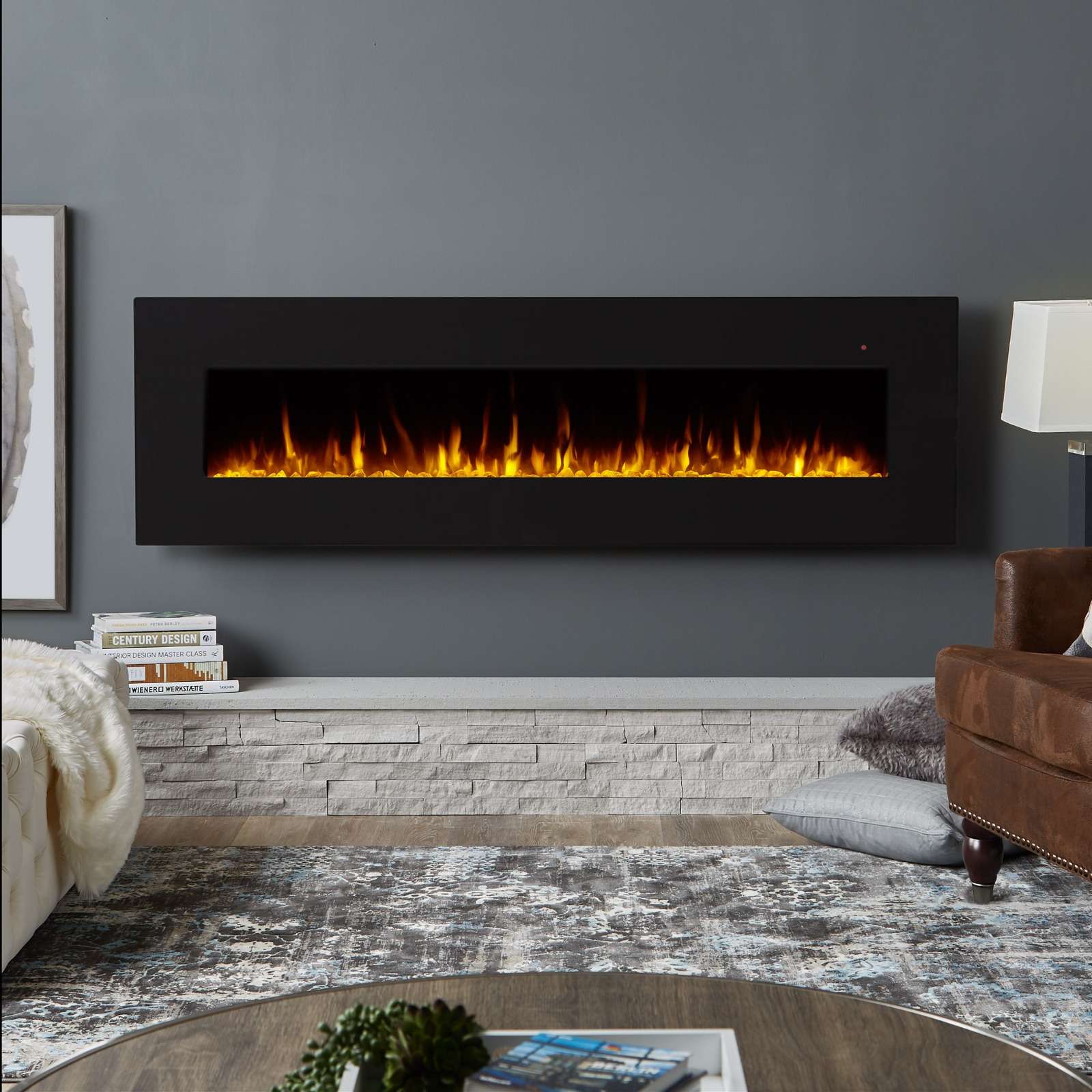 Real Flame 72 Inch Corretto Wall Mount Linear Electric Fireplace