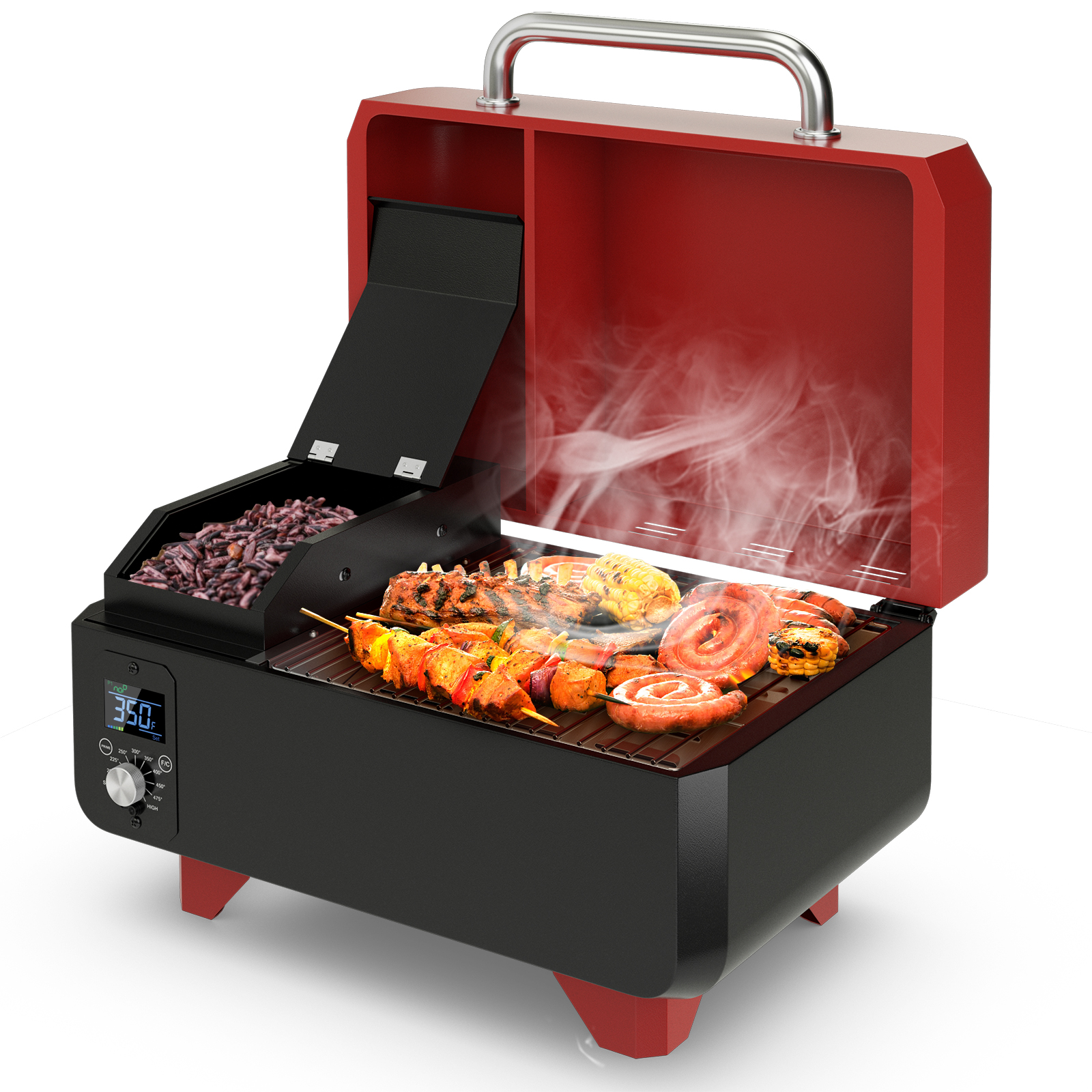Costway 24 Inch Portable Tabletop Electric Pellet Smoker and Grill