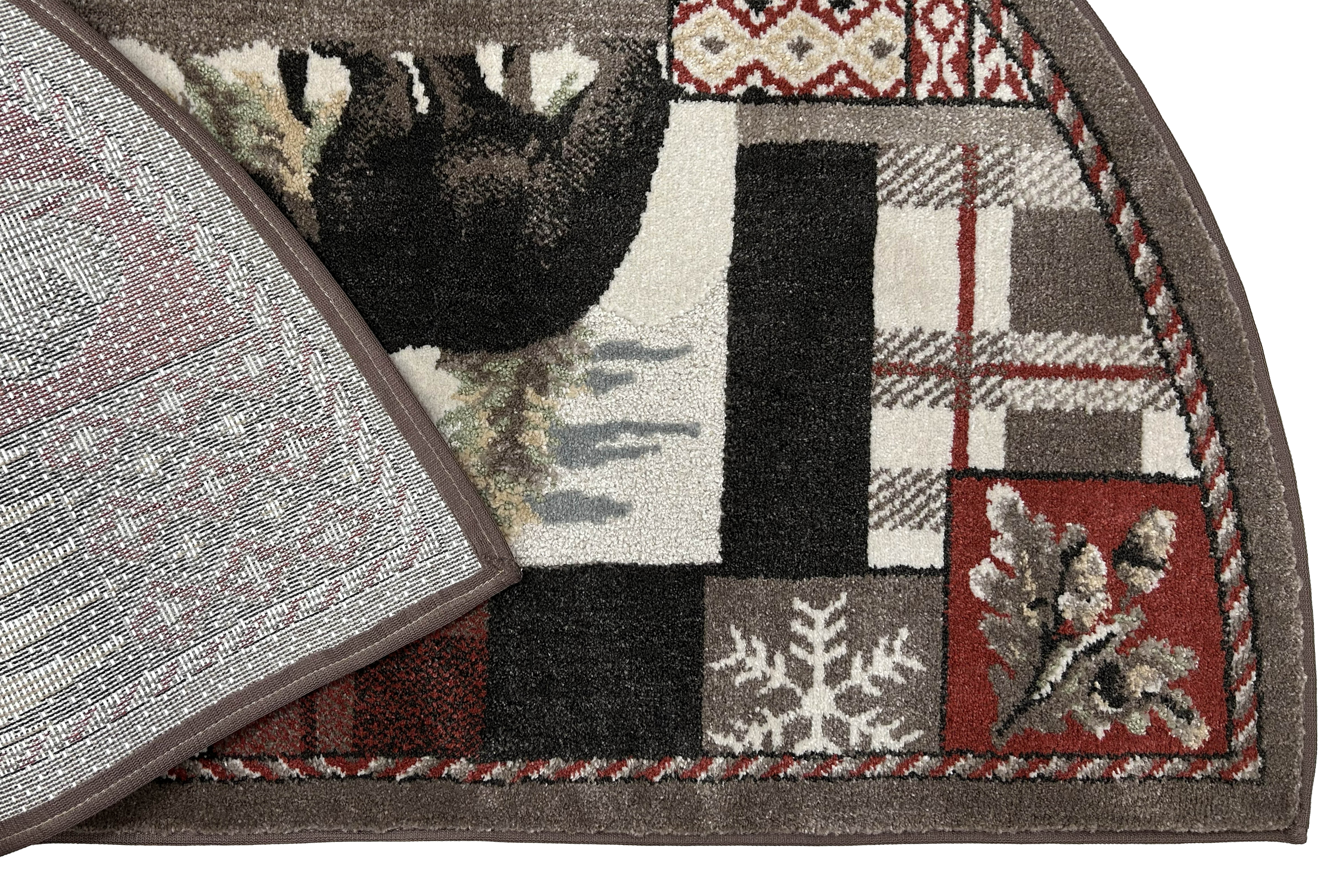 Goods of the Woods 42 x 26 Inch Frontier Mountain Bear Lodge Half-Round Polypropylene Hearth Rug