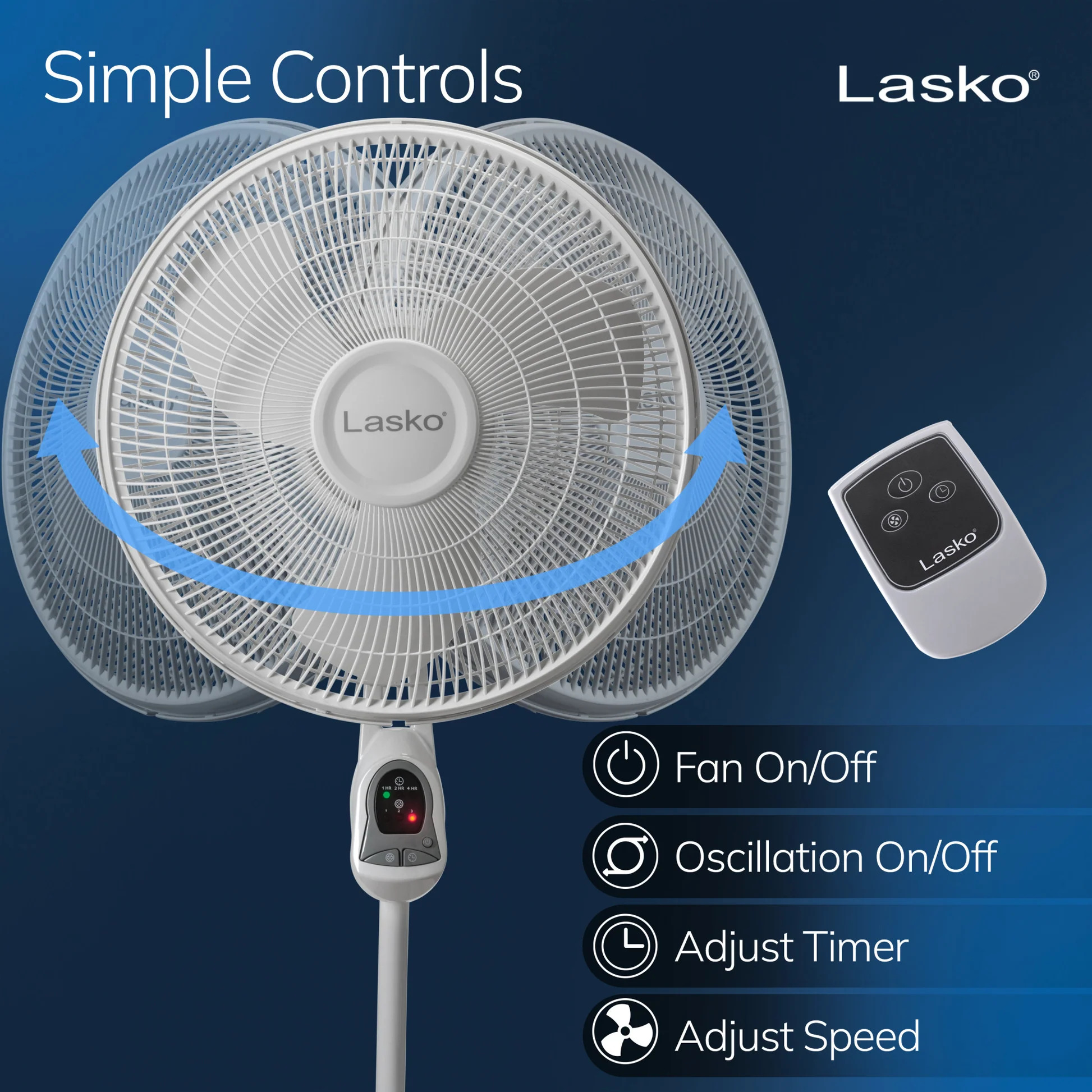 Lasko 16 Inch Pedestal Fan with Remote