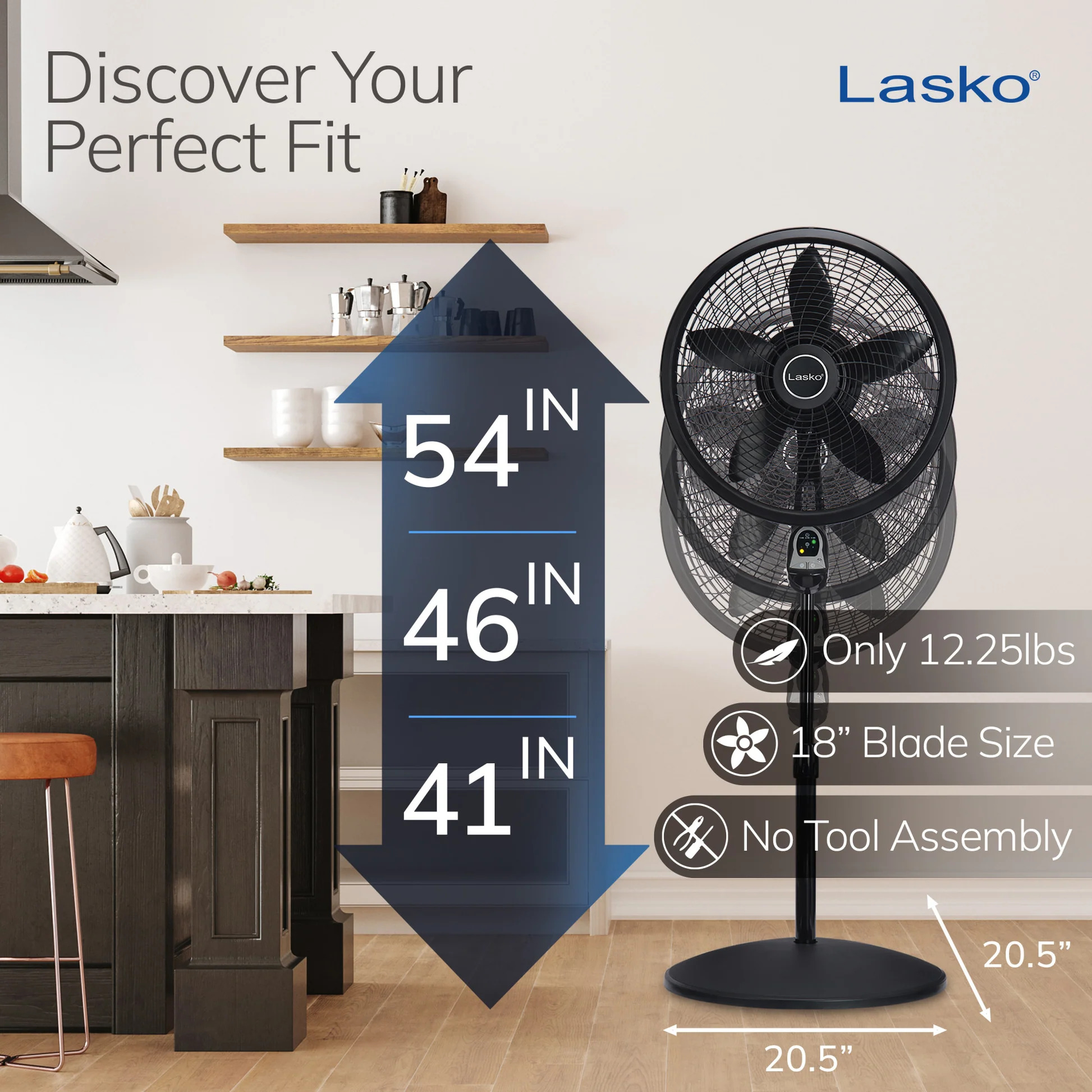 Lasko Cyclone Black 18 Inch Pedestal Fan with Remote