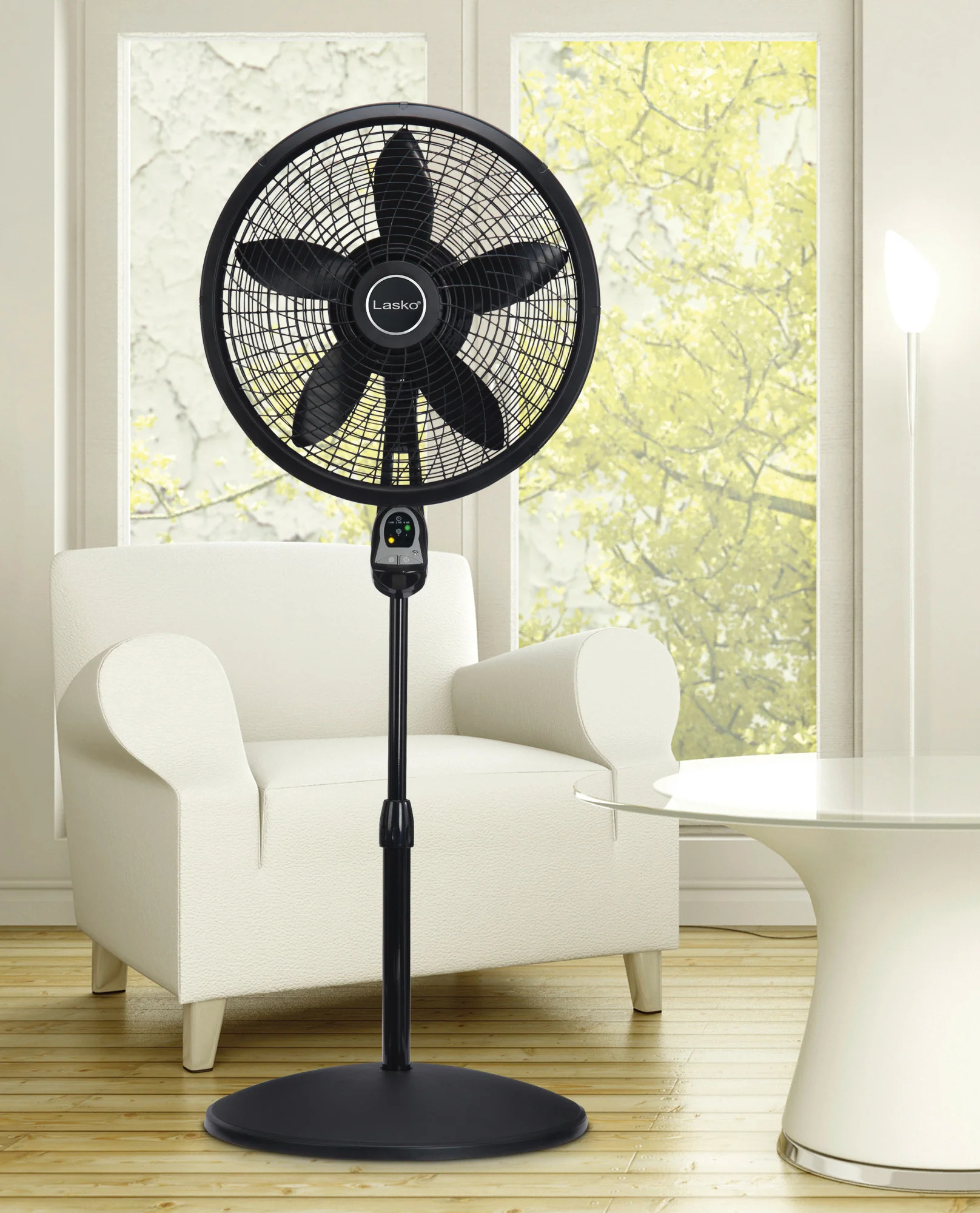 Lasko Cyclone Black 18 Inch Pedestal Fan with Remote