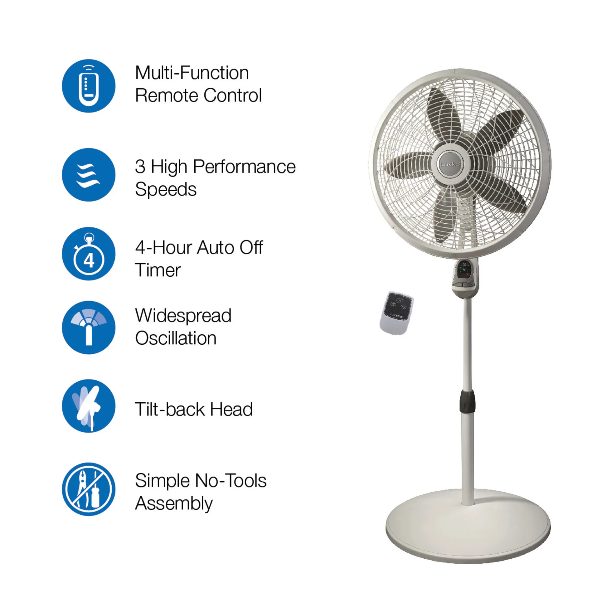 Lasko Performance 18 Inch Pedestal Fan with Remote