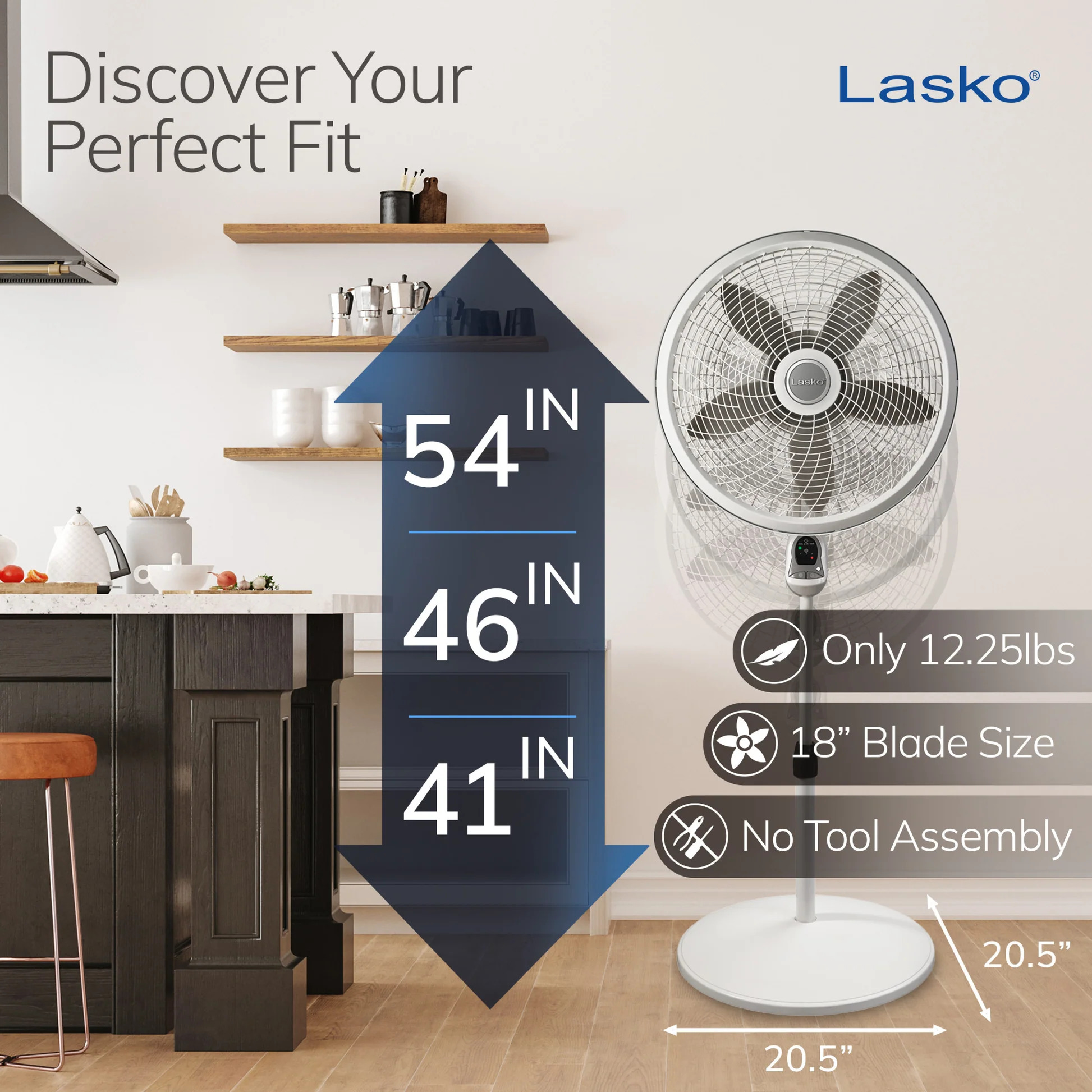 Lasko Cyclone White 18 Inch Pedestal Fan with Remote