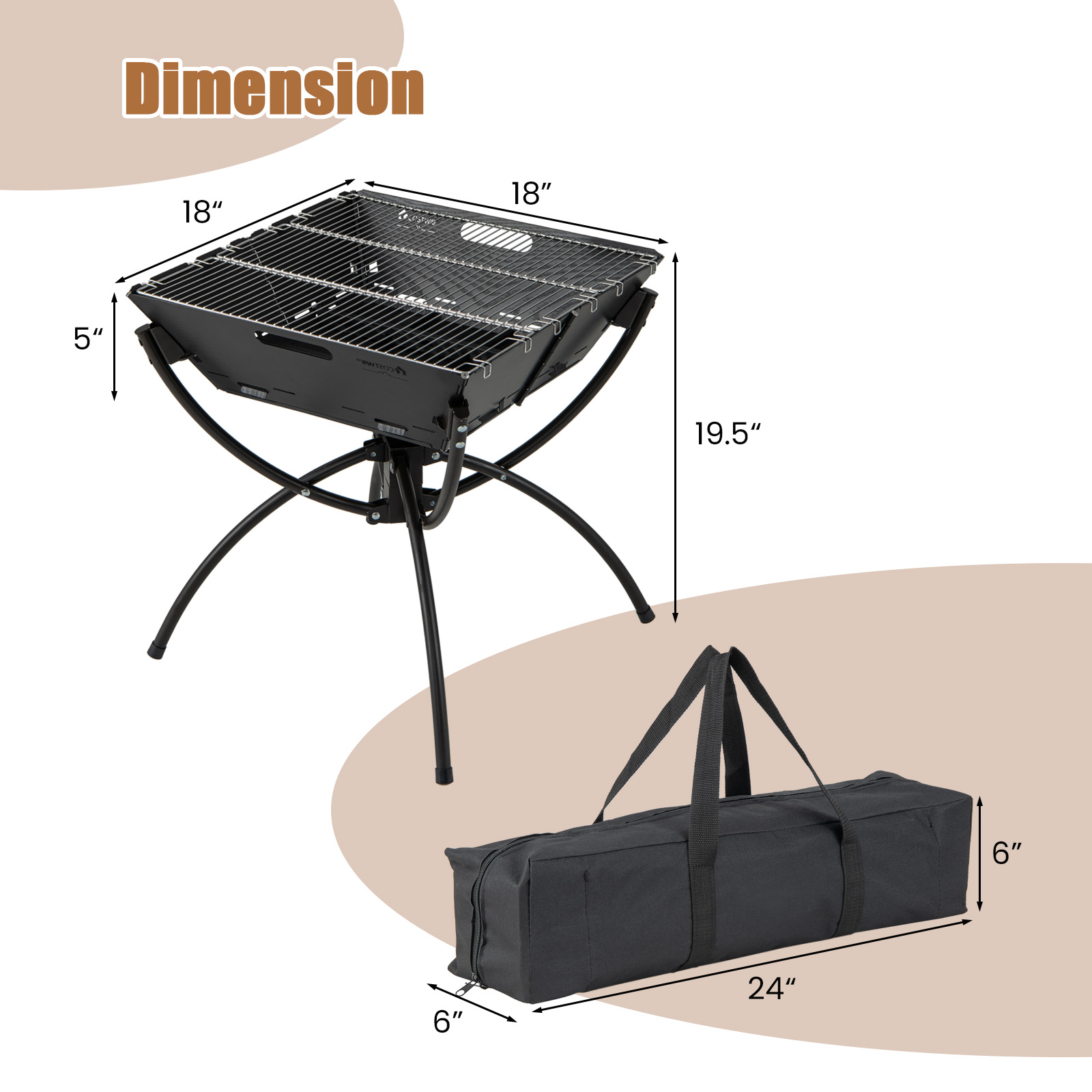 Costway 18 Inch 3-in-1 Campfire Wood Grill