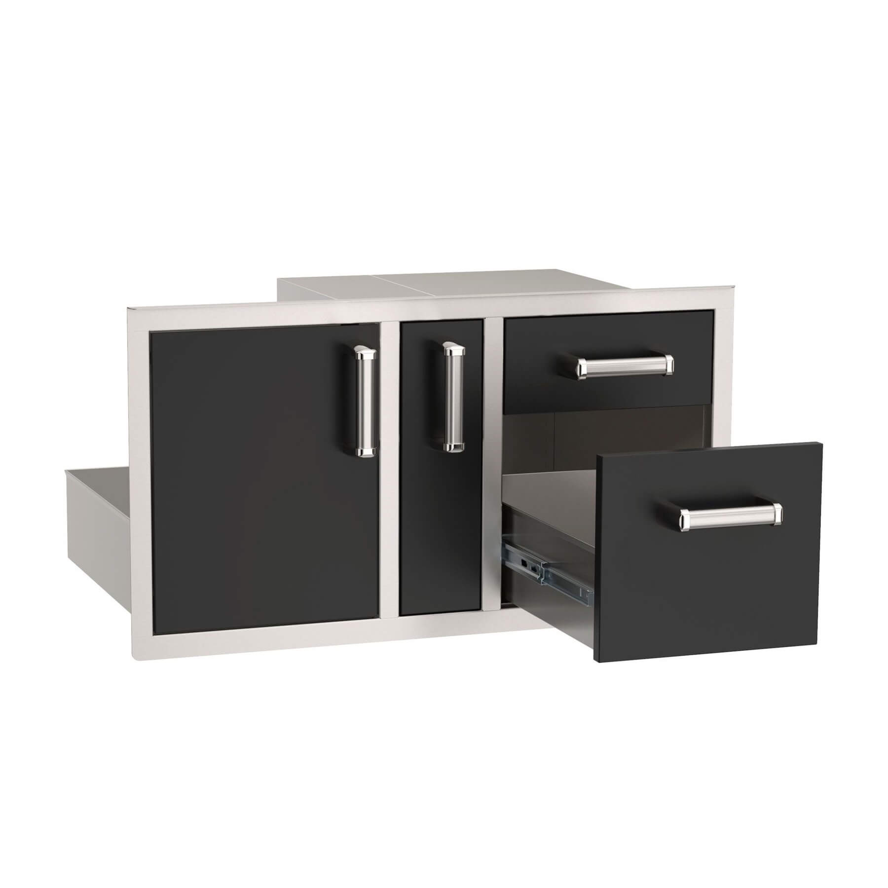 Fire Magic Echelon Black Double Drawer with Access Drawer and Platter Storage