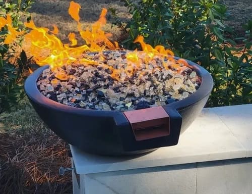 TessaRai 33 Inch Round Gas Fire and Water Bowl with Auto Ignition