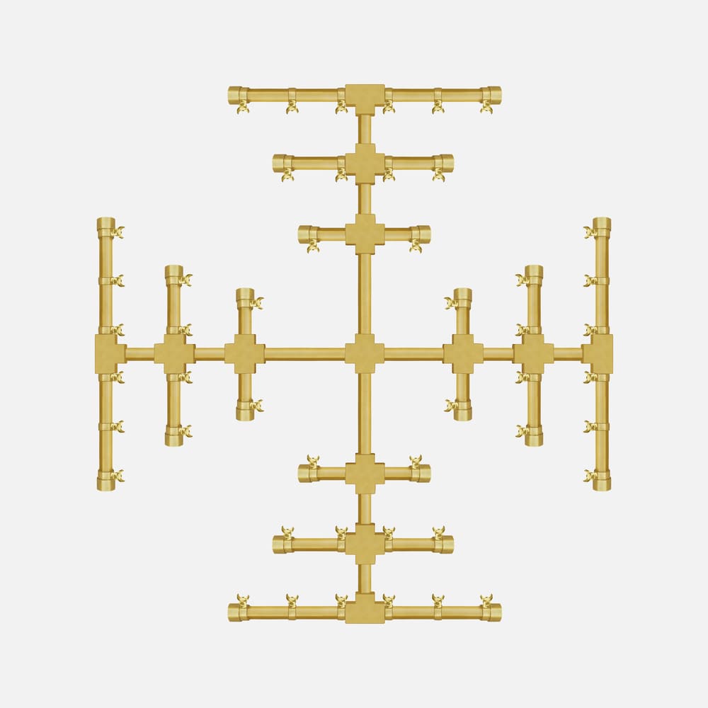 Fire By Design 30 x 24 Inch Legacy Square Vase Gas Fire and Water Bowl with Brass Burner - 30V