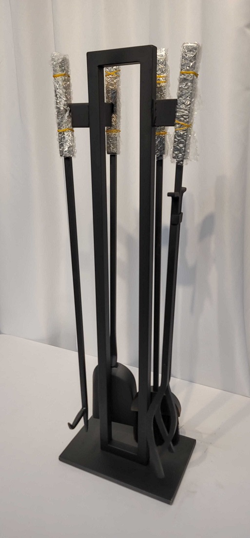 (Open Box Item) - Pilgrim Modern Fireplace Tool Set with Brushed Steel Handles