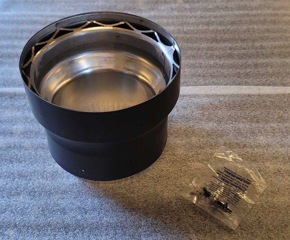 Ventis Double-Wall Black Stove Pipe Increaser - For 5 to 6 Inch Inner Diameter Ventis