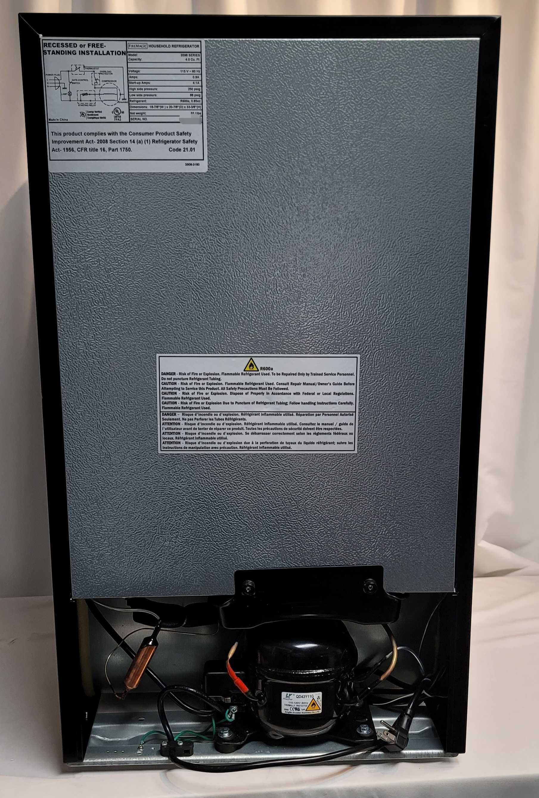 (Open Box Item) - Fire Magic Black Diamond Refrigerator with Right Hinge