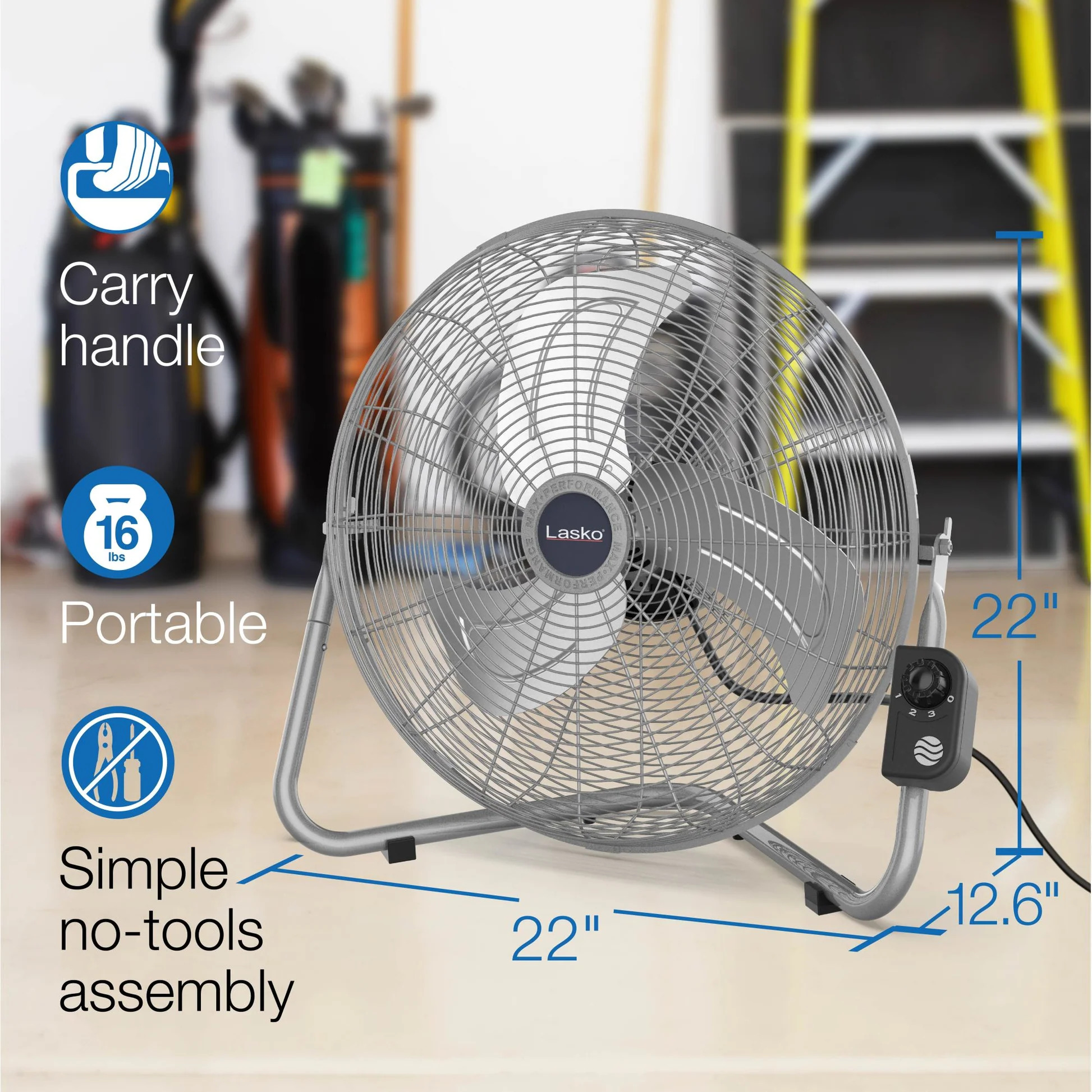 Lasko QuickMount 20 Inch High Velocity Floor and Wall Mount Fan