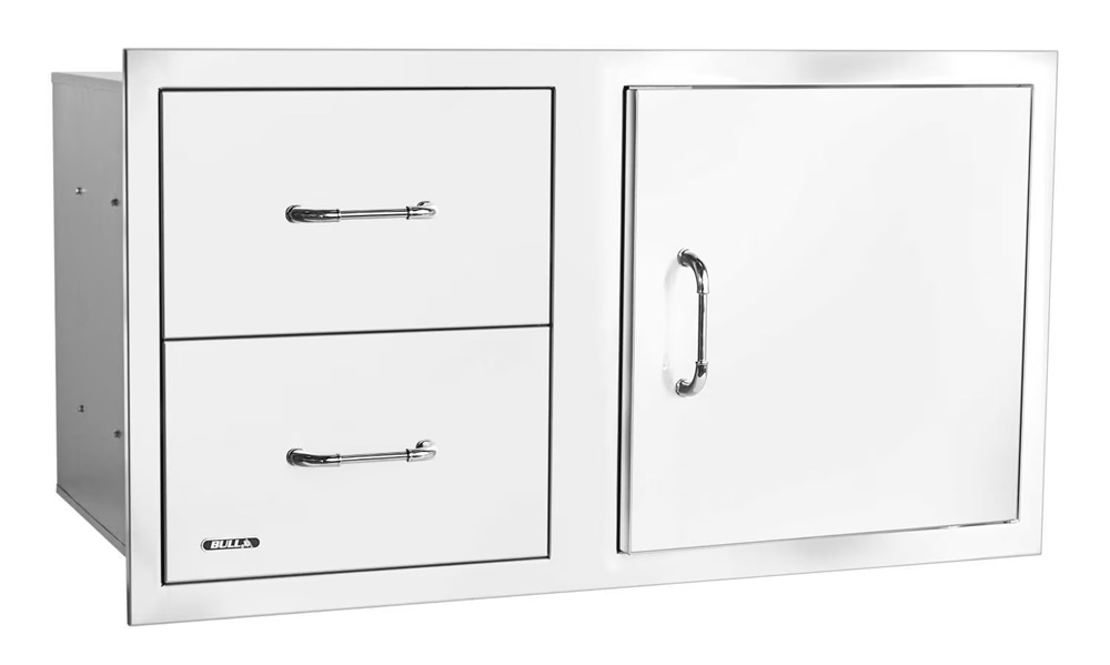 Bull Outdoors 30 Inch Reversible Double Drawer and Door Outdoor Kitchen Combo with Reveal
