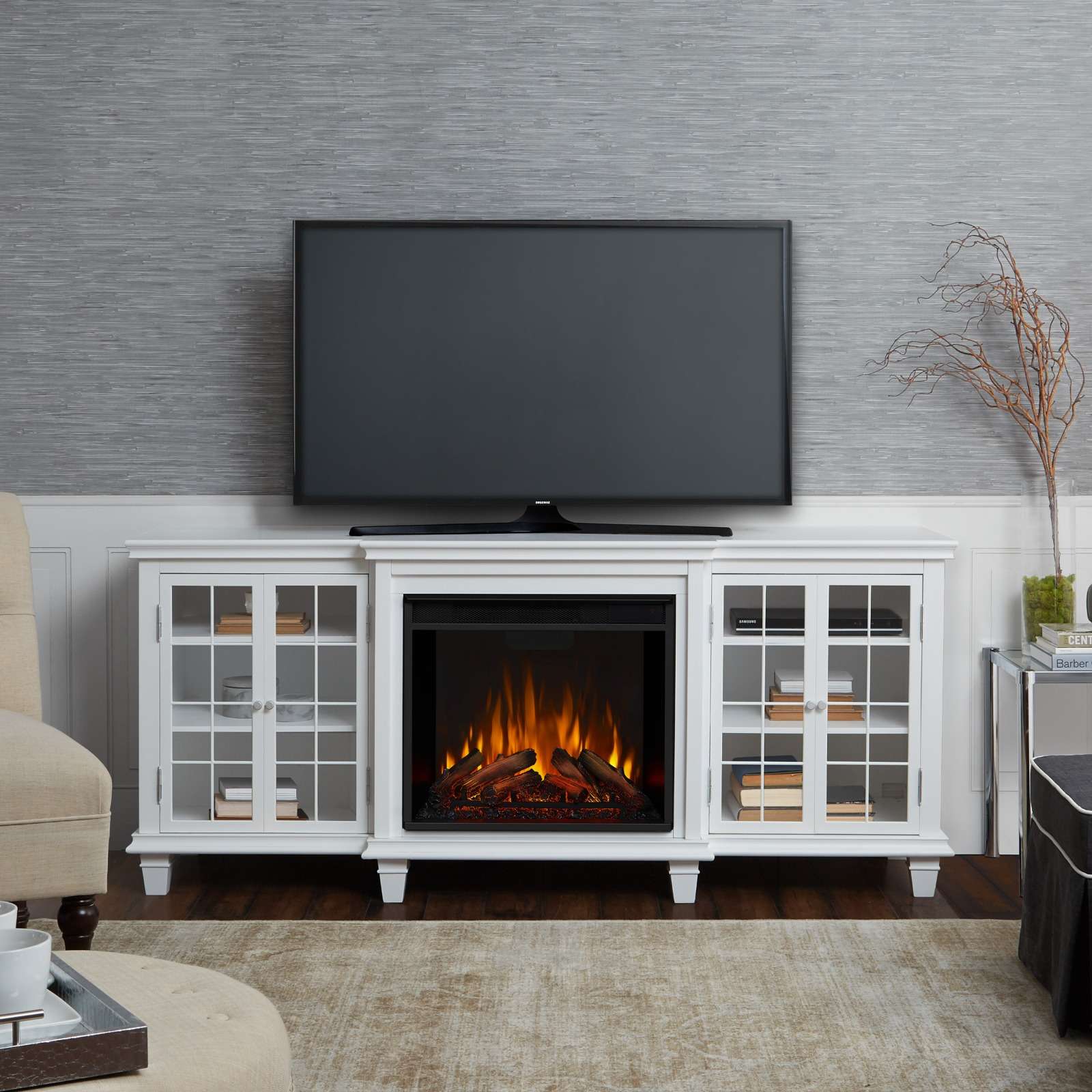 Real Flame 70 Inch Marlowe Electric Fireplace TV Stand