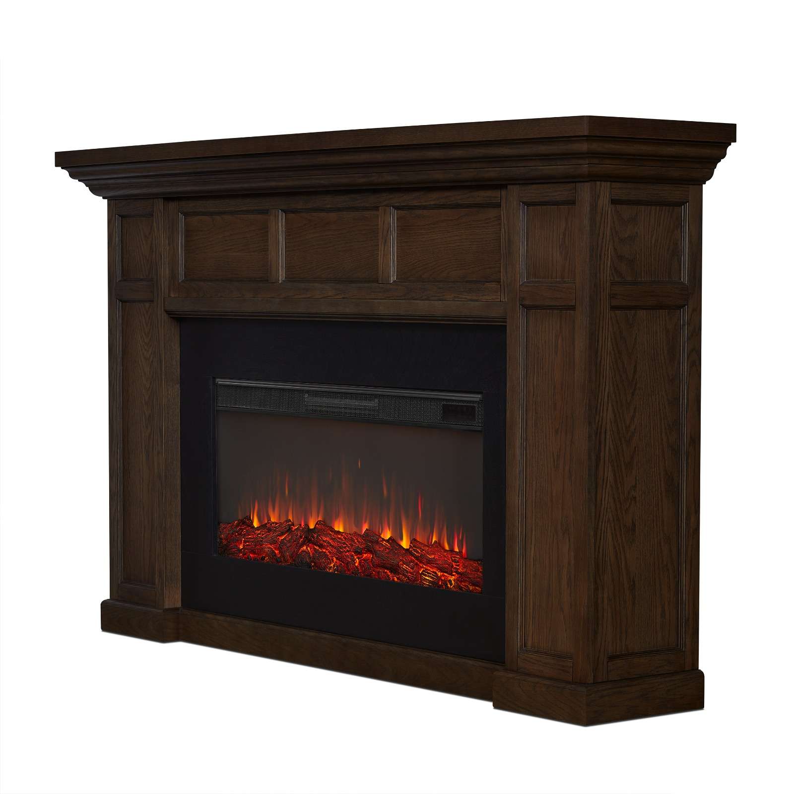 Real Flame 75 Inch Alcott Landscape Smart Electric Fireplace with Mantel