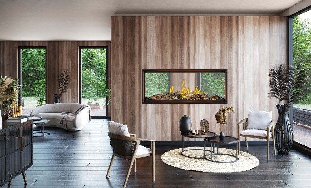 Napoleon 62 Inch See Through Tall Linear Vector Direct Vent Electronic Ignition Gas Fireplace