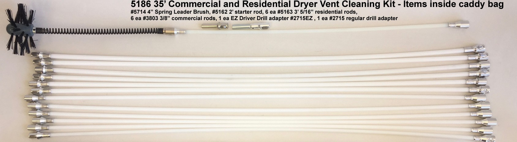 AW Perkins 35 Foot Dryer Vent Rotary Brush Kit