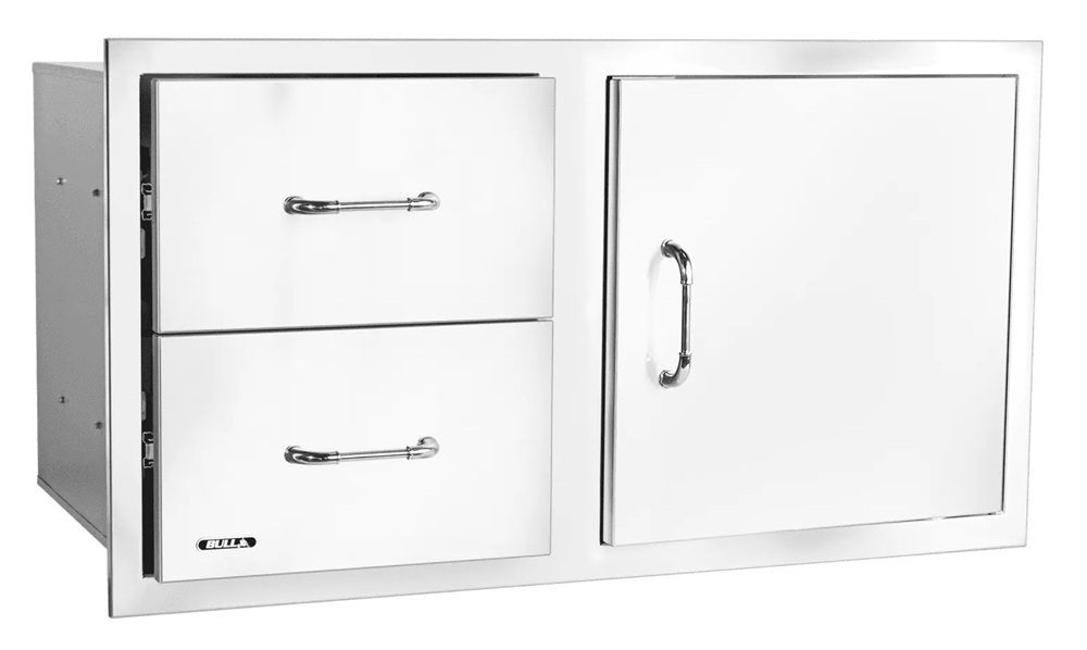 Bull Outdoors 38 Inch Reversible Double Drawer and Door Outdoor Kitchen Combo with Reveal