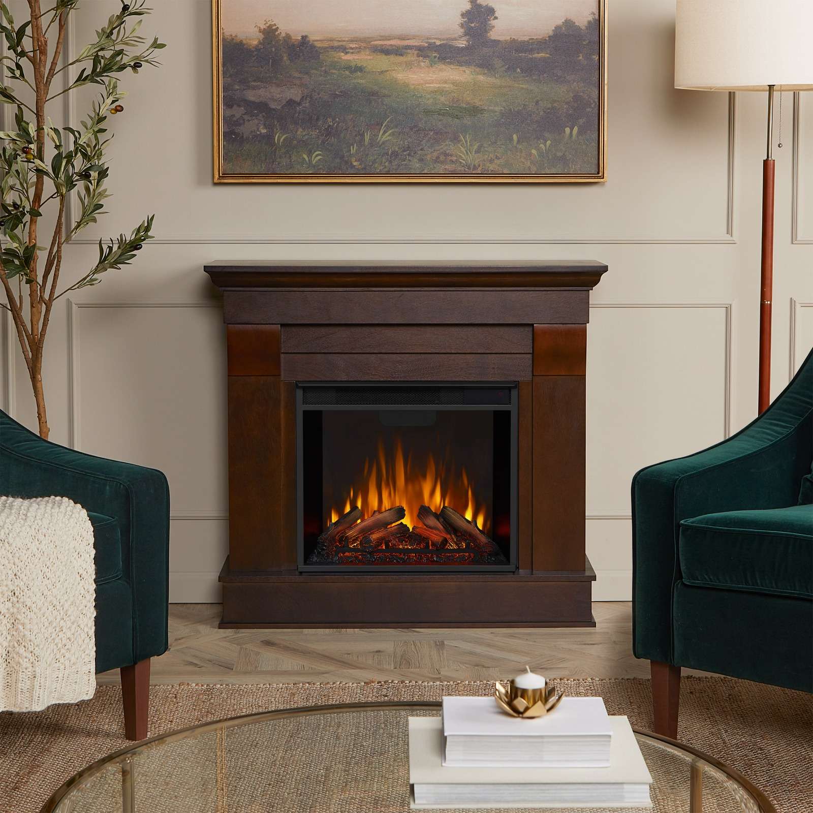 Real Flame 41 Inch Chateau Electric Fireplace with Mantel