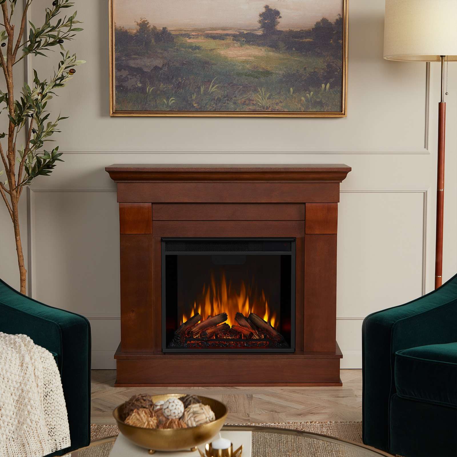 Real Flame 41 Inch Chateau Electric Fireplace with Mantel