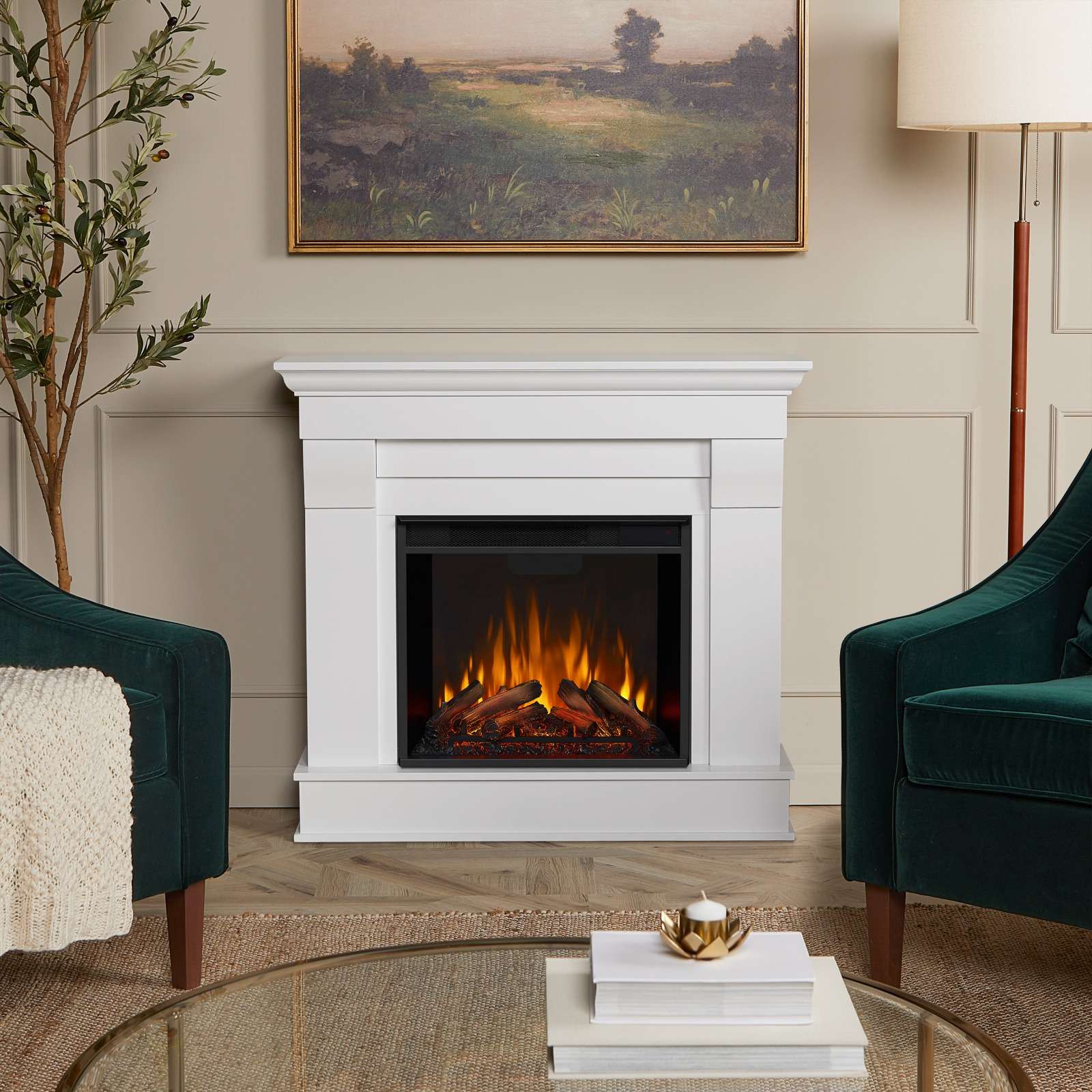 Real Flame 41 Inch Chateau Electric Fireplace with Mantel