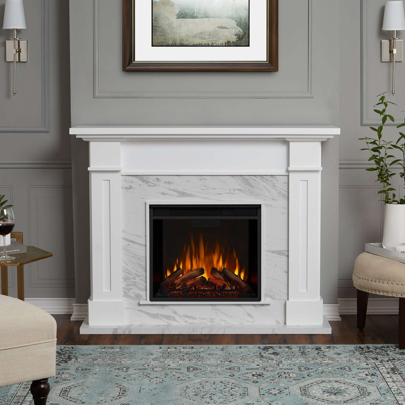 Real Flame 54 Inch Kipling Electric Fireplace with Mantel
