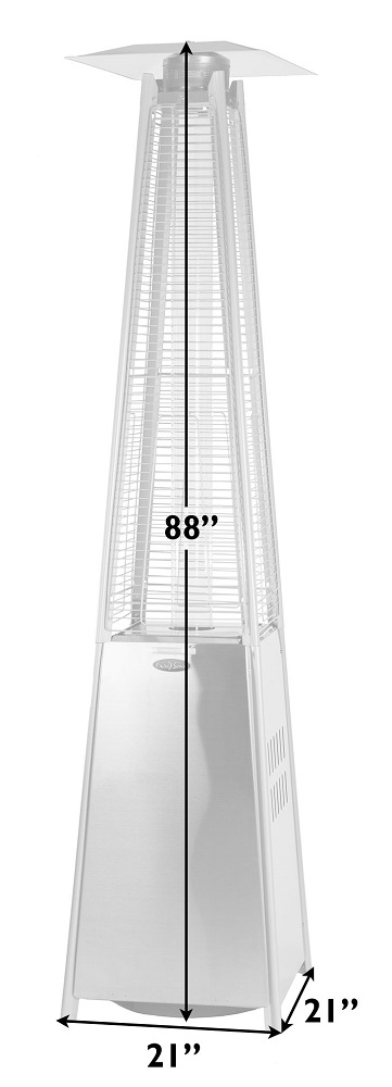 Fire Sense Stainless Steel Pyramid Flame Propane Gas Patio Heater
