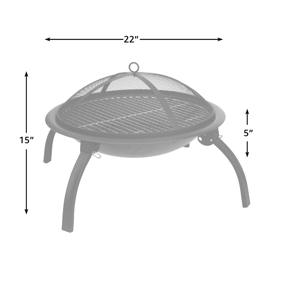 Fire Sense 22 Inch Folding Wood Burning Fire Pit