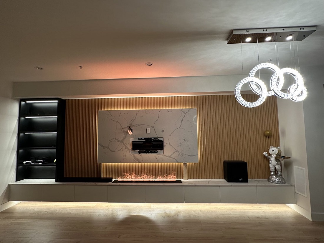 Litedeer Homes 60 Inch Mercury Smart Water Vapor Fireplace with See Through Option