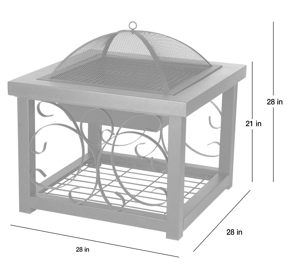 Fire Sense Hammer Tone Bronze Finish Cocktail Table Wood Burning Fire Pit