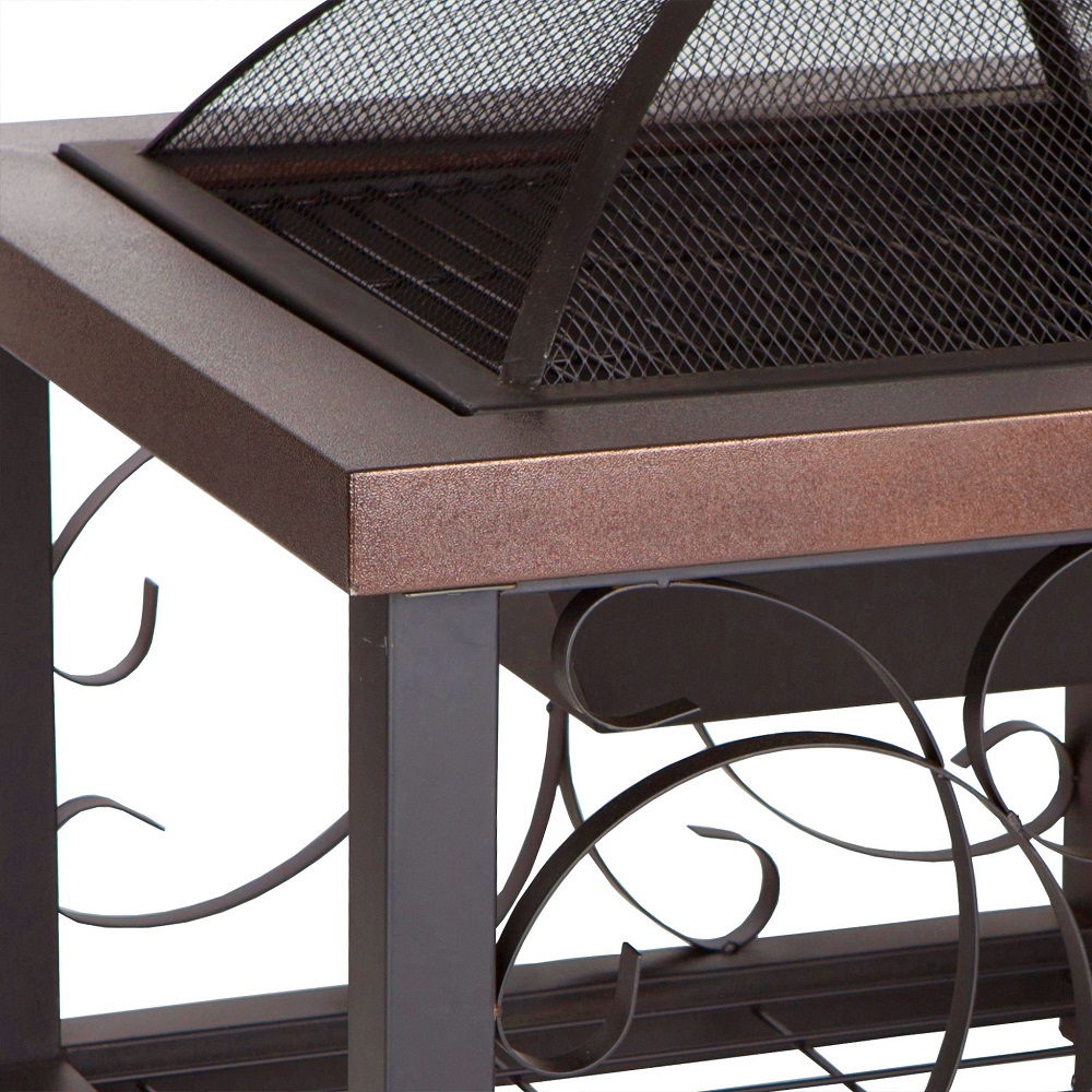 Fire Sense Hammer Tone Bronze Finish Cocktail Table Wood Burning Fire Pit
