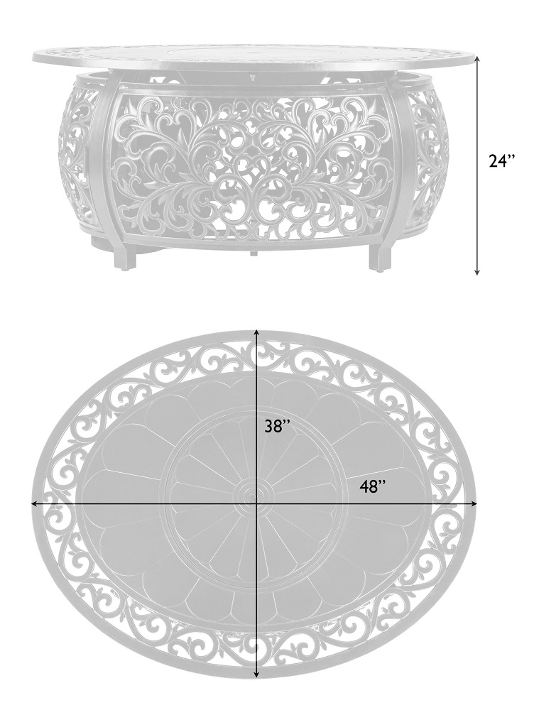 Fire Sense Toulon Oval Cast Aluminum Propane Gas Fire Pit - 62198
